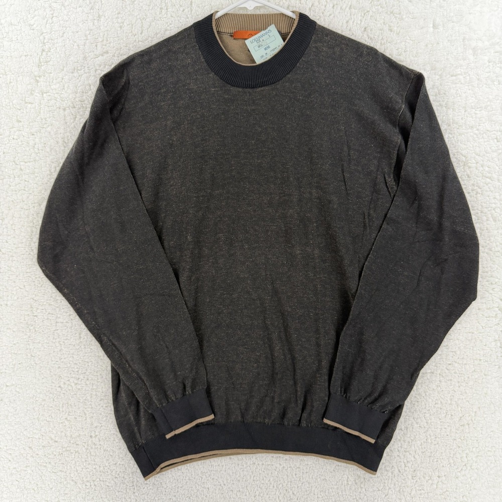 VTG Axis Sweater Mens Large Brown Silk Cotton Crewneck Knit Pullover Long Sleeve